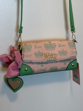 Juicy Couture Pink Diamond Juicy Fan Club crossbody wallet on string NWT pink